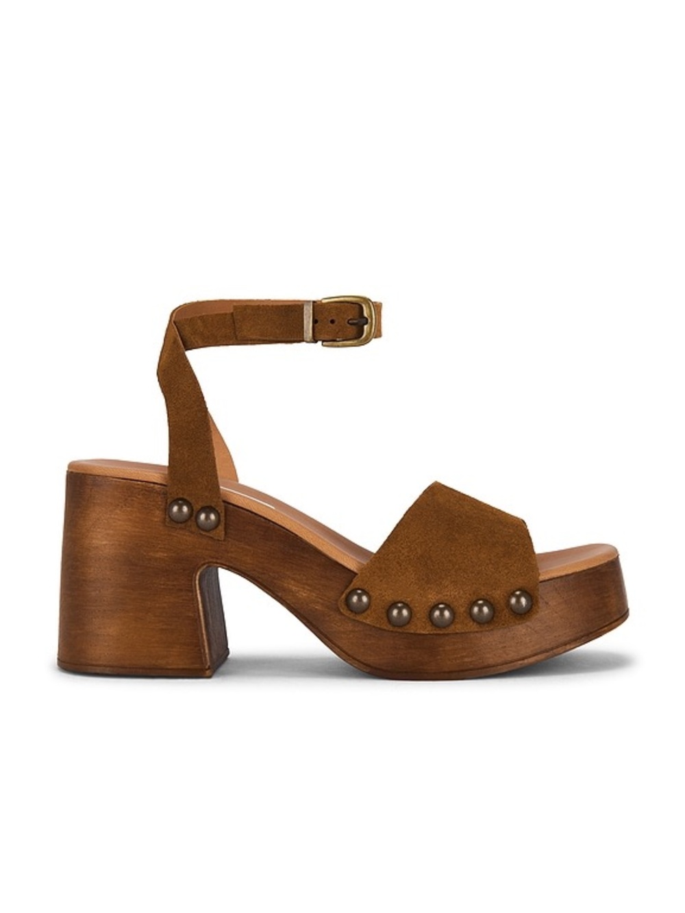 Steve Madden Karsin Sandal in Cognac Suede, Platform Sandal with Stud details
